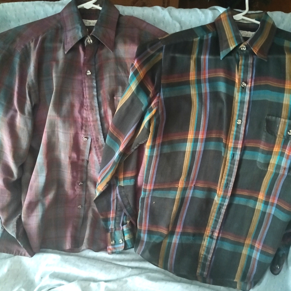 Men's Multicolor 70s Vintage Plaid Shirts